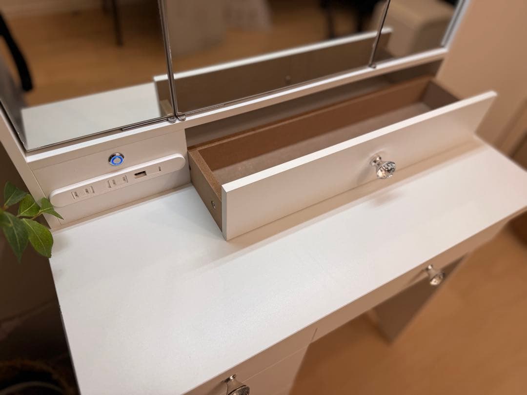 【送料込】三面鏡ドレッサー (イス別出品) ホワイト