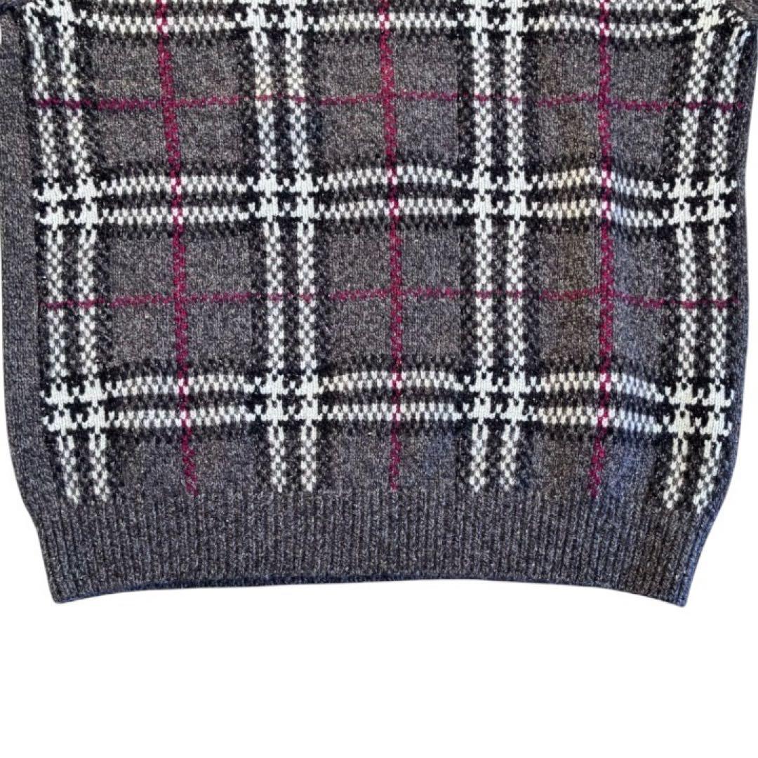 つば絢ひか様 新品級✨バーバリーロンドン ニットセーター ノバチェックメンズ羊毛