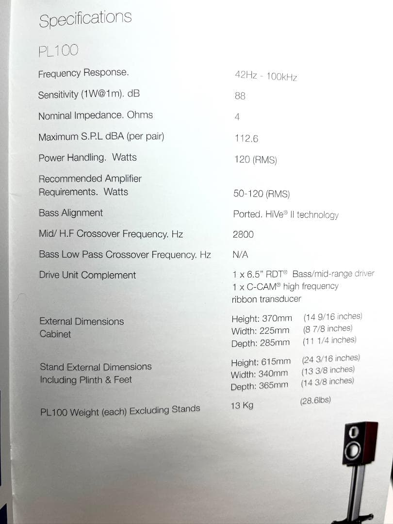 【引取可能】Monitor Audio PLATINUM PL100 ペア動作品