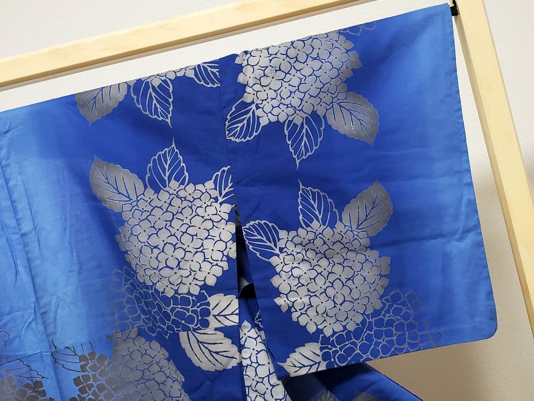 B 竺仙 紫陽花模様 グラデーション 綿 夏物 着物 浴衣・半幅帯 2点セット