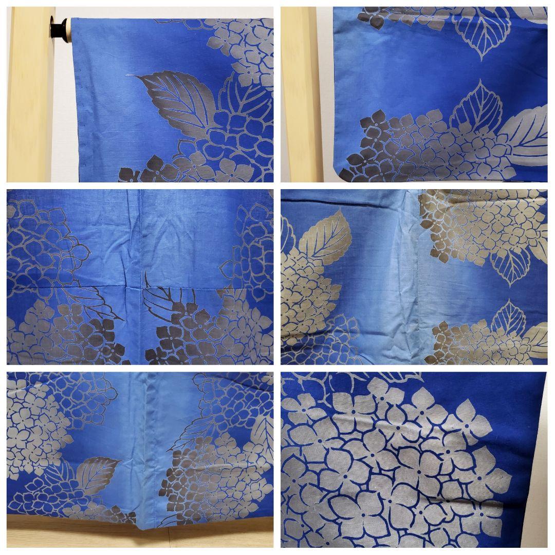 B 竺仙 紫陽花模様 グラデーション 綿 夏物 着物 浴衣・半幅帯 2点セット