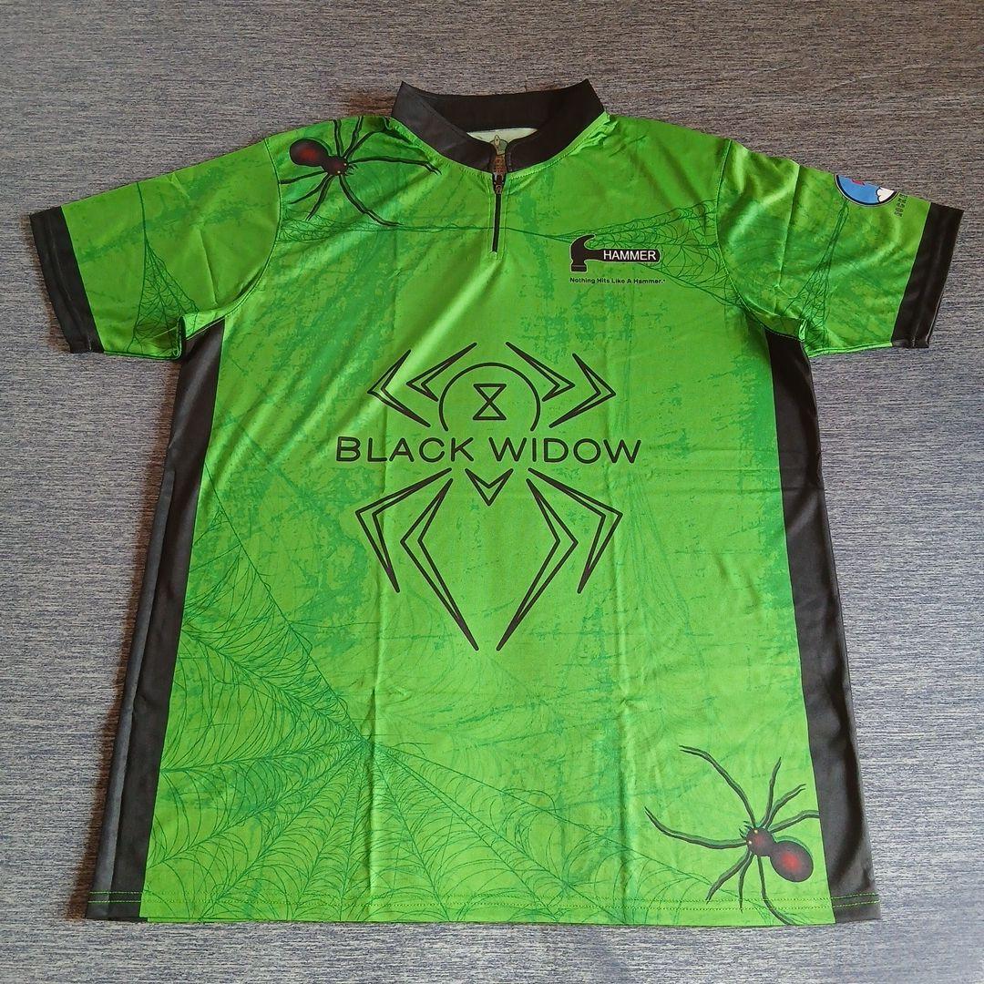 ボウリングウェア　サイズ3XL　ブラックウィドー　グリーン　スパイダー　ハンマー