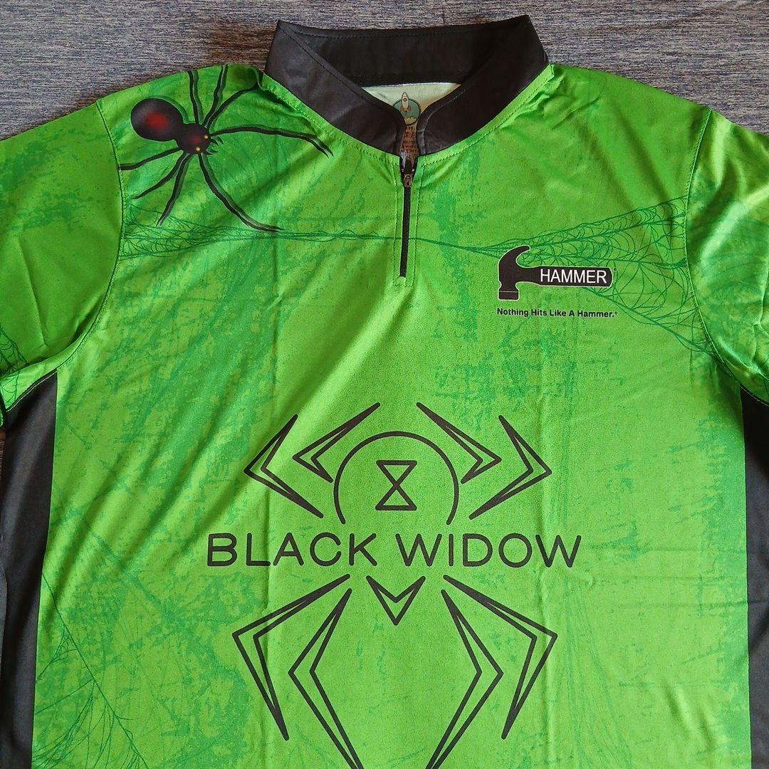 ボウリングウェア　サイズ3XL　ブラックウィドー　グリーン　スパイダー　ハンマー