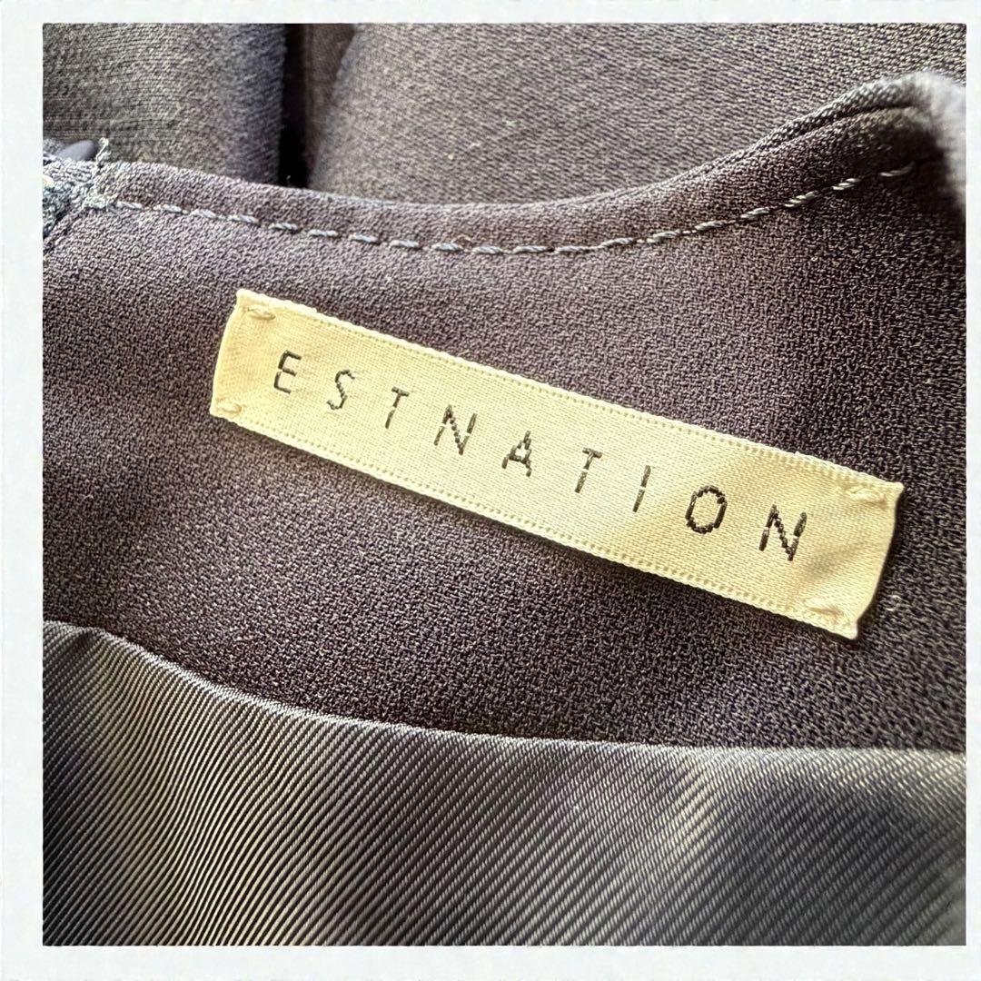 ESTNATION/エストネーション ダブルクロスVネックワンピース　紺　長袖
