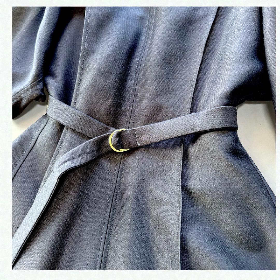 ESTNATION/エストネーション ダブルクロスVネックワンピース　紺　長袖