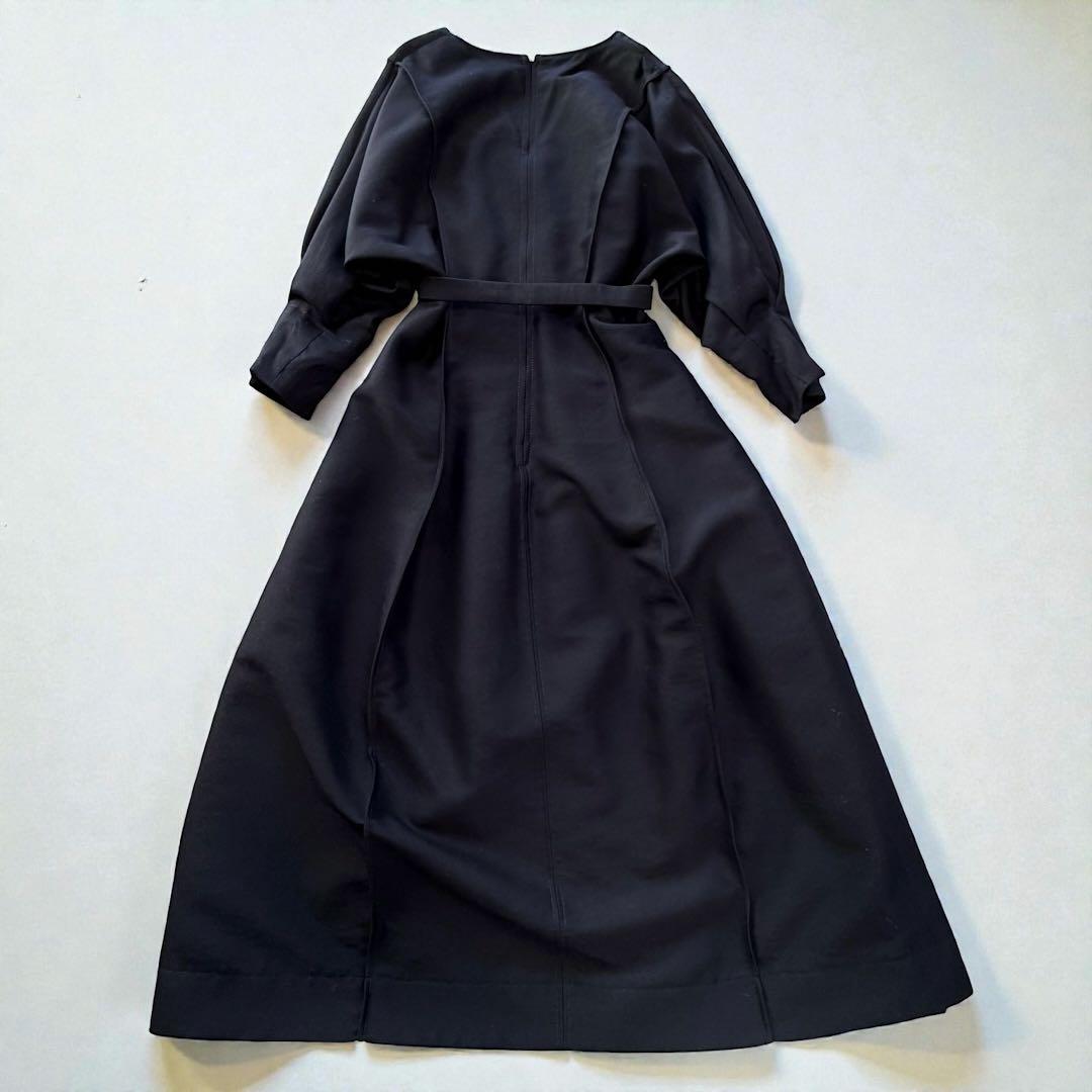 ESTNATION/エストネーション ダブルクロスVネックワンピース　紺　長袖