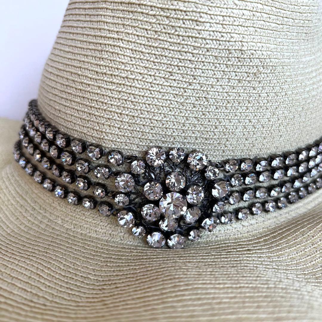 GUCCI グッチ 新品未使用 クリスタルビジューストローハット