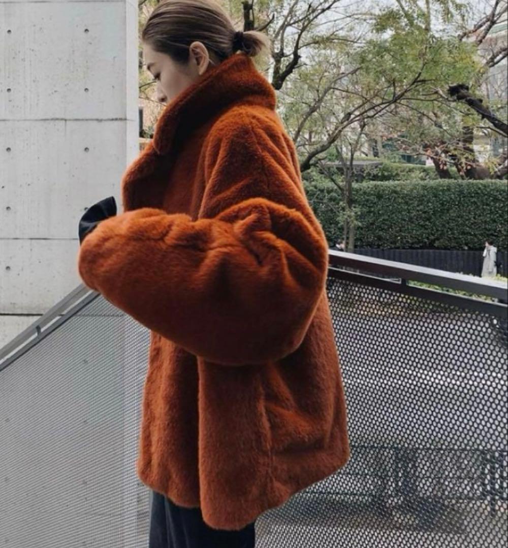 rim.arkドルマンスリーブファーコート オレンジ
