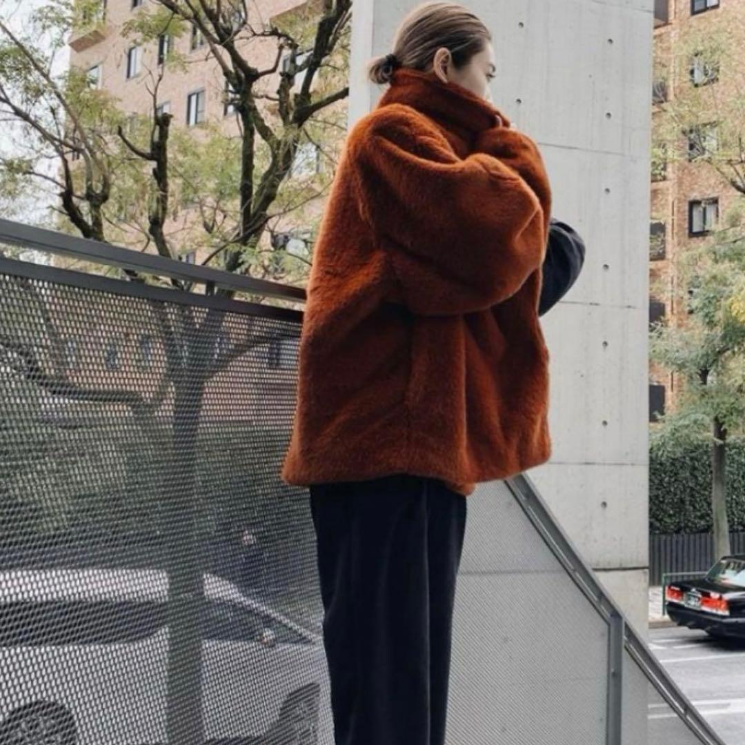 rim.arkドルマンスリーブファーコート オレンジ