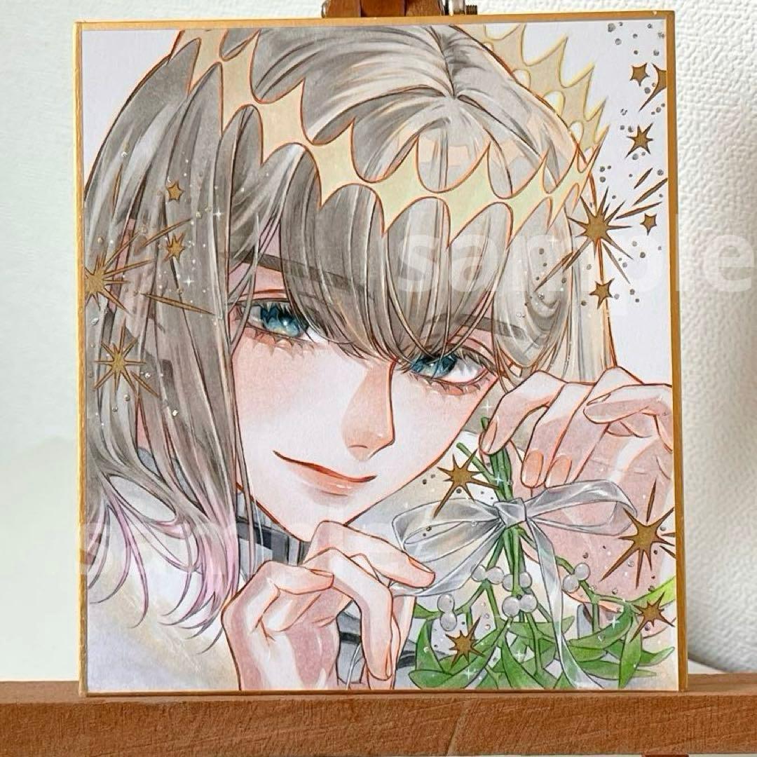 m*可様 ✴︎ オベロン ✴︎　手描き　イラスト　寸松庵色紙