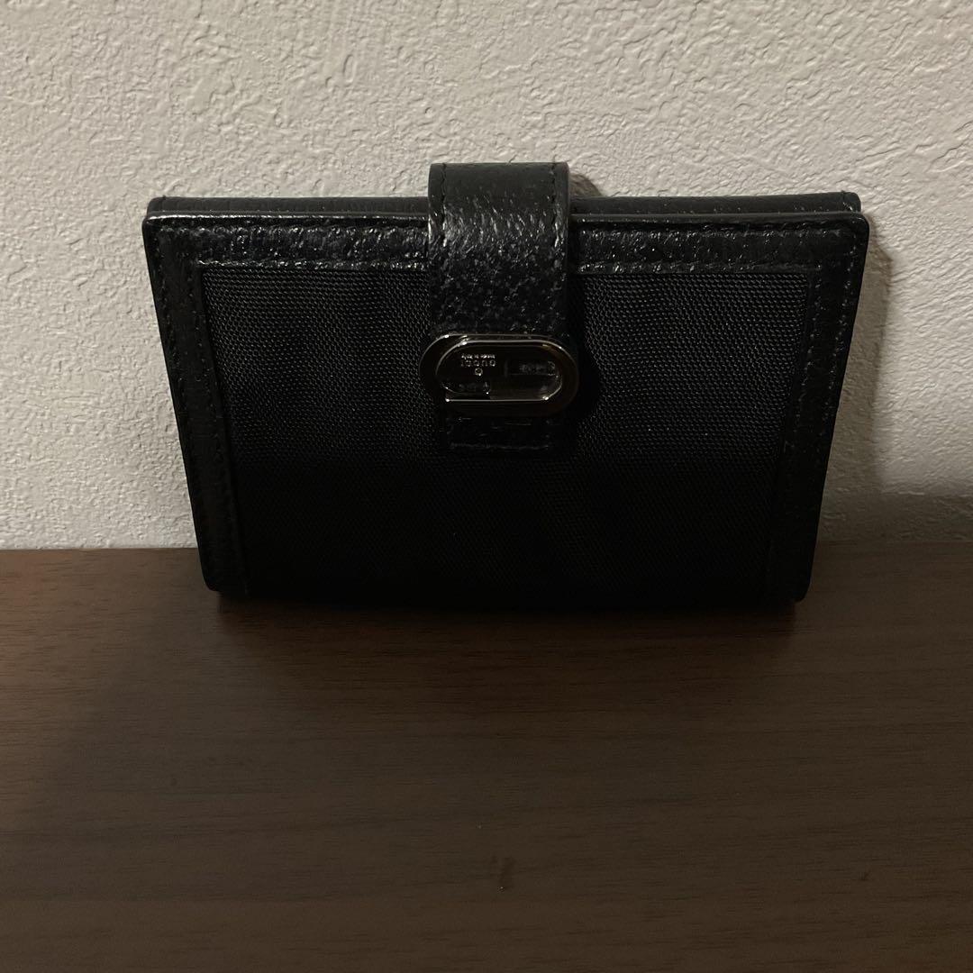 ☆開店セール☆ 使用数日 美品 グッチ レザー×ジャガード ロゴ 名刺入れ