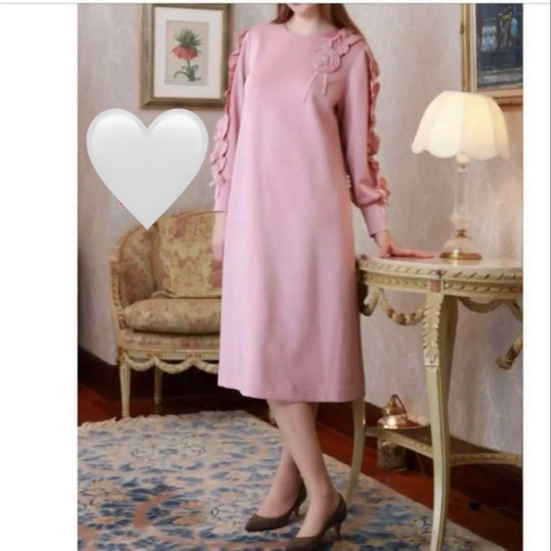 スーパービューティー♡ 袖フリルデザイン ダンボールニット×タフタワンピース