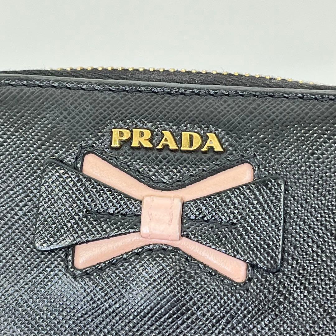 PRADA ケース カードケース ラウンドファスナー ロゴ金具 付属品付き