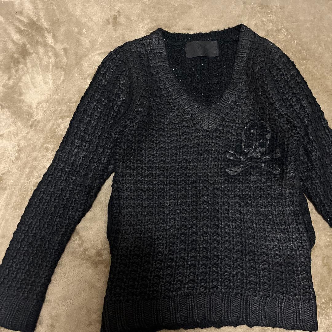 ROEN スカル刺繍 Ｖネックニットセーター PUNK y2k グランジ お兄系