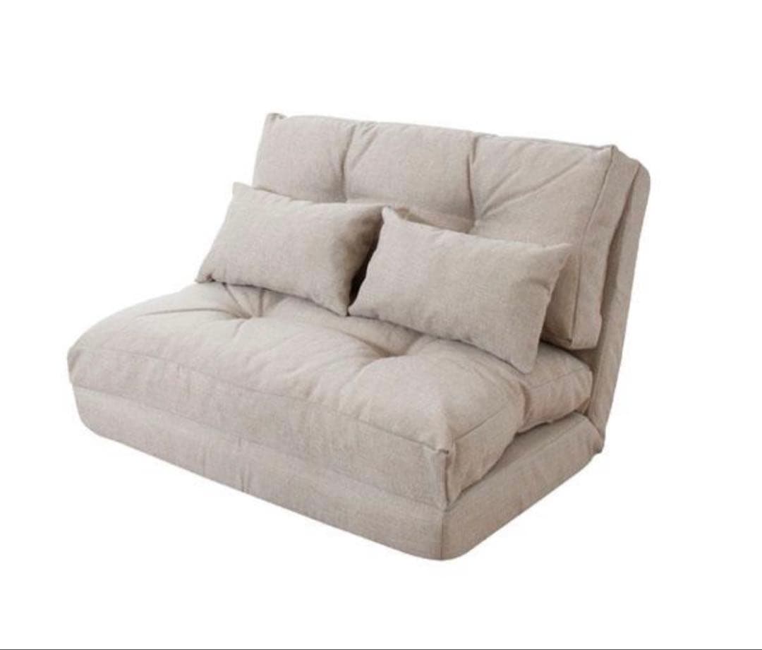 モダンデザイン 2人掛けローソファ ベージュ