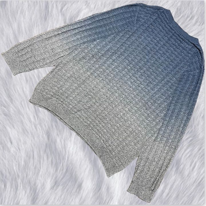 【CRESTBRIDGE】美品グラデーションニット 千鳥格子 コットン L