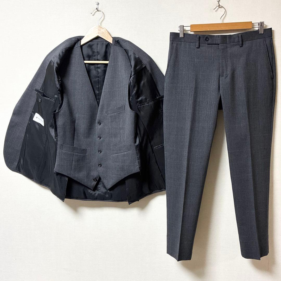 極美品 FABRIC TOKYO スリーピースセットアップ グレー チェック