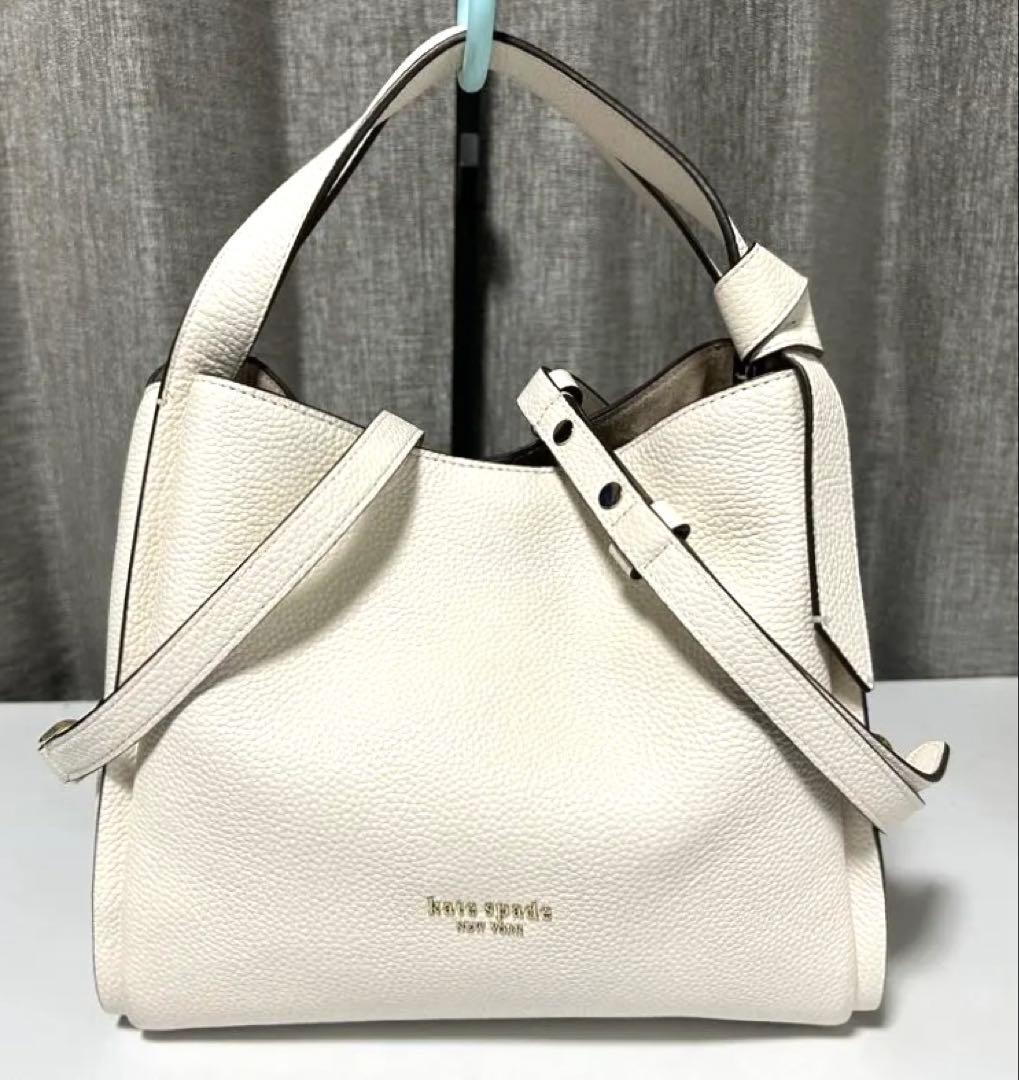 kate spade ホワイトレザー ショルダー ハンドバッグ ノットミディアム