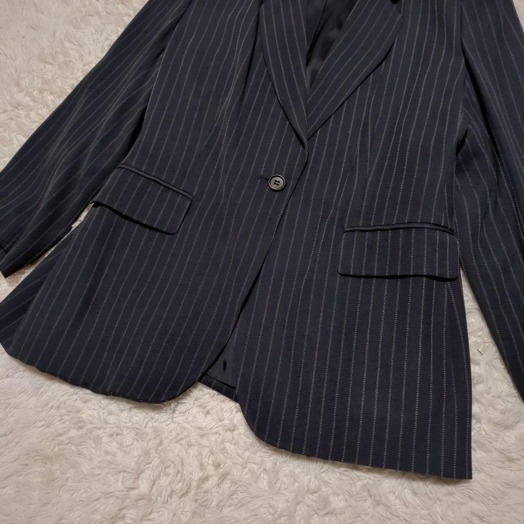 美品！BURBERRY　テーラードジャケット　15号　2XL　黒　ストライプ