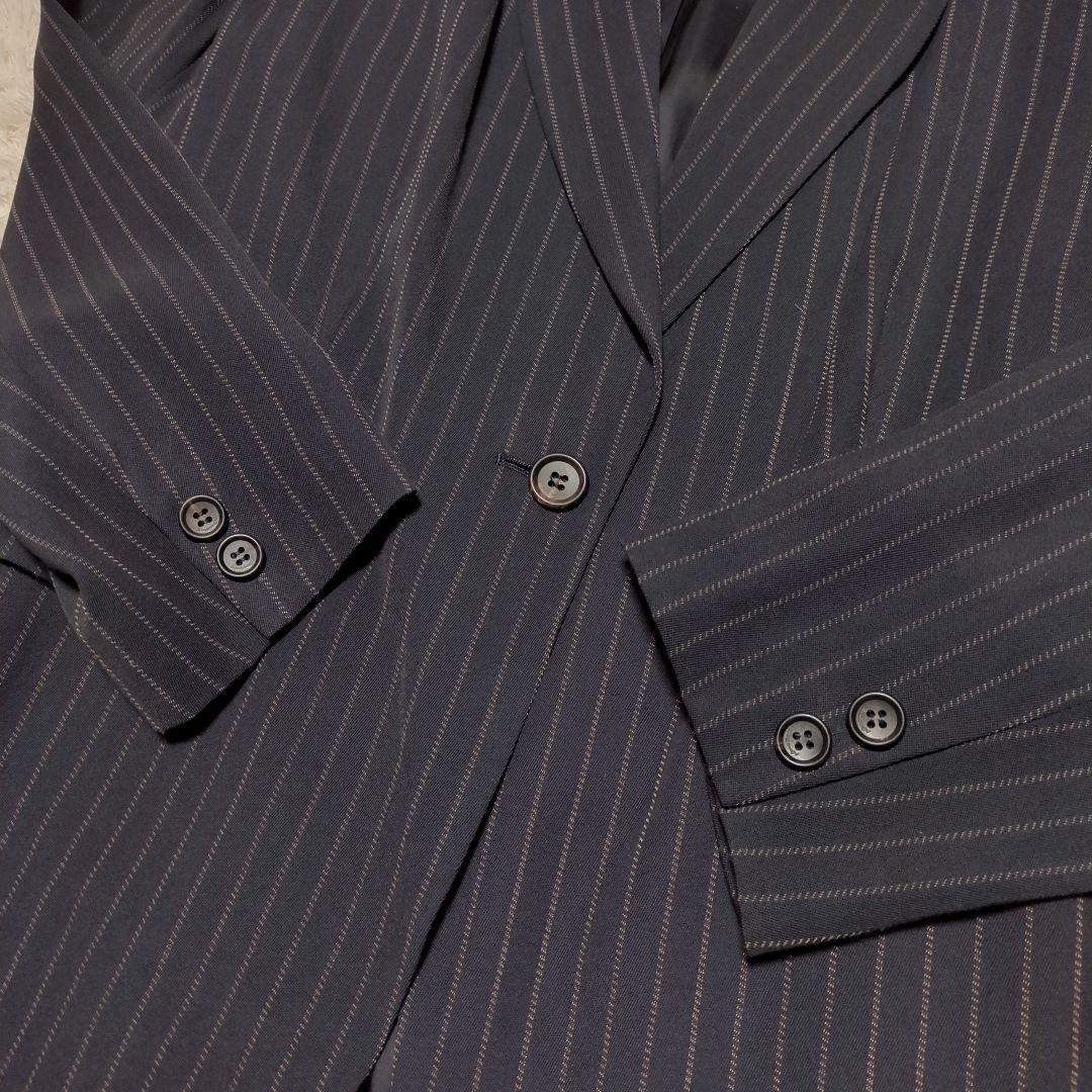 美品！BURBERRY　テーラードジャケット　15号　2XL　黒　ストライプ