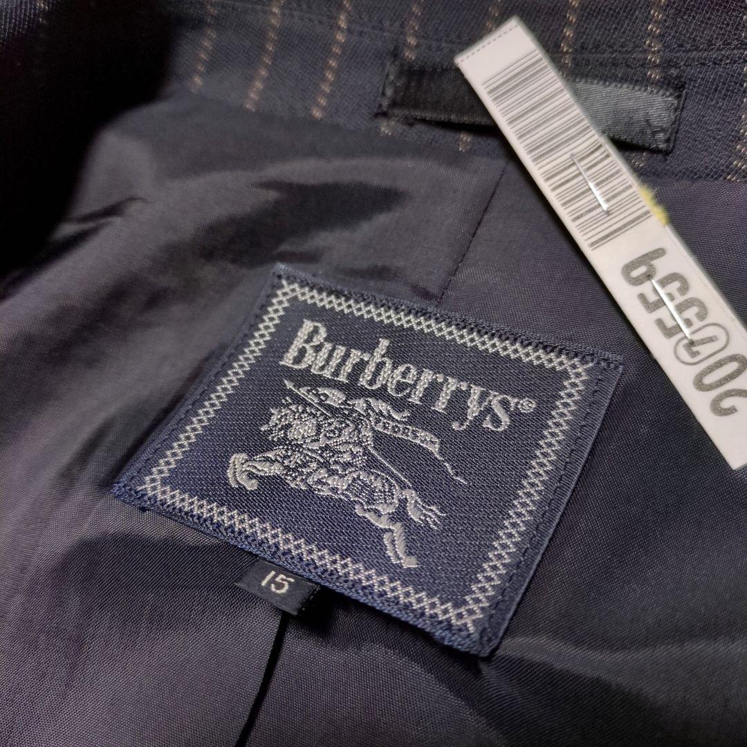 美品！BURBERRY　テーラードジャケット　15号　2XL　黒　ストライプ