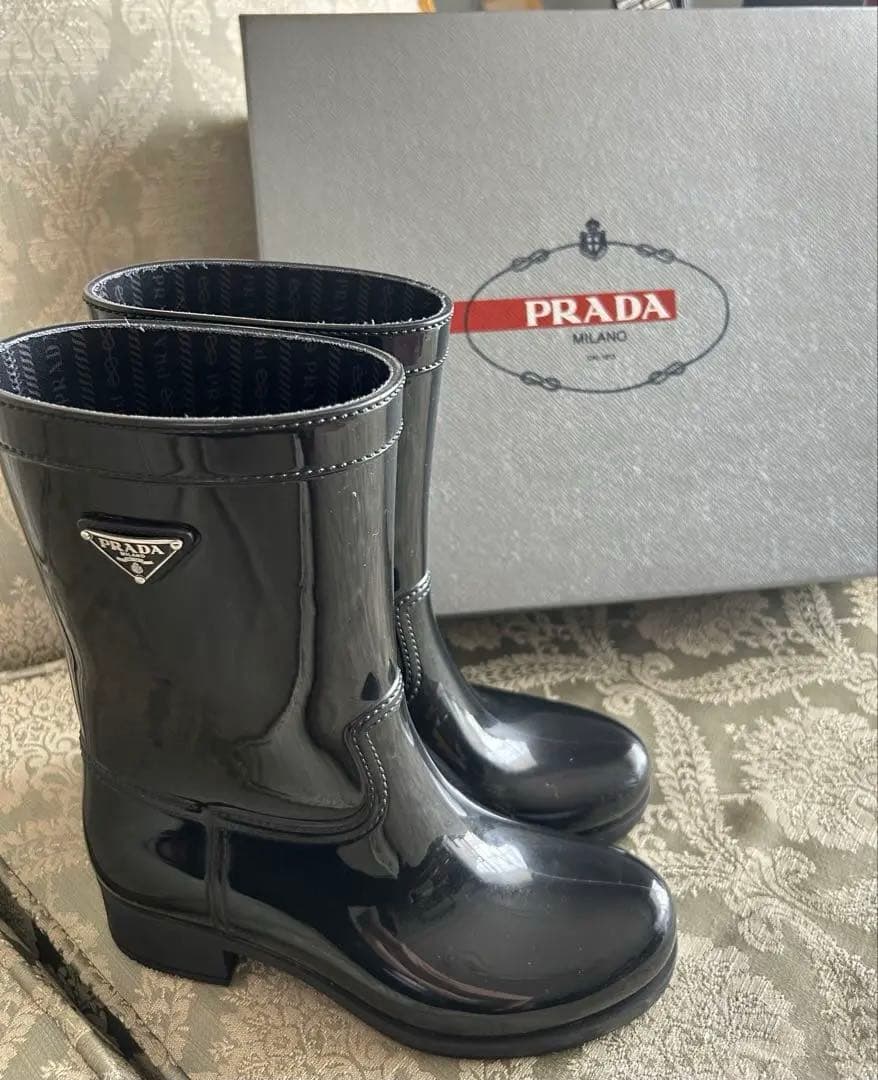 PRADA プラダ　レインシューズ　36 黒　 22.5 23