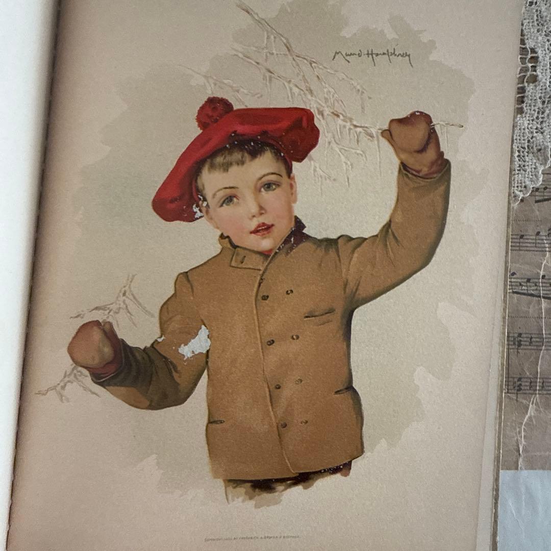 稀少1889年アンティーク美しい挿絵の絵本　洋書　古書ジャンクジャーナル額装に