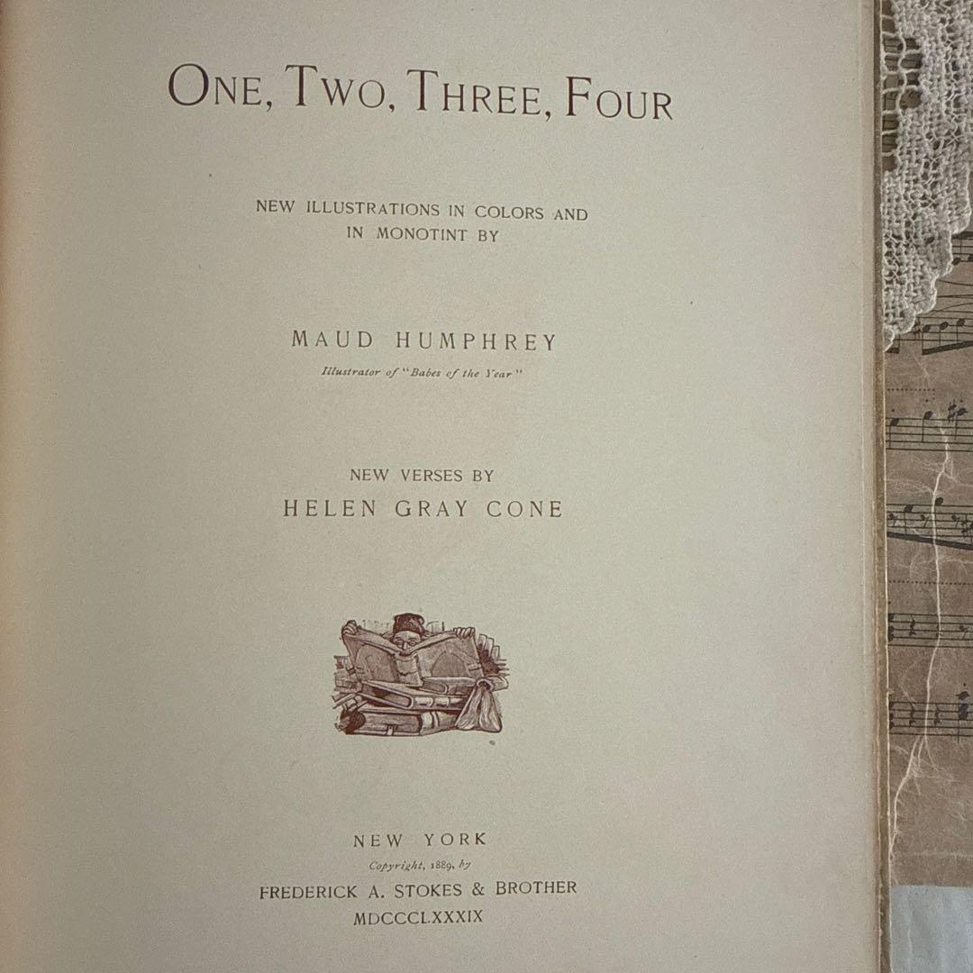 稀少1889年アンティーク美しい挿絵の絵本　洋書　古書ジャンクジャーナル額装に
