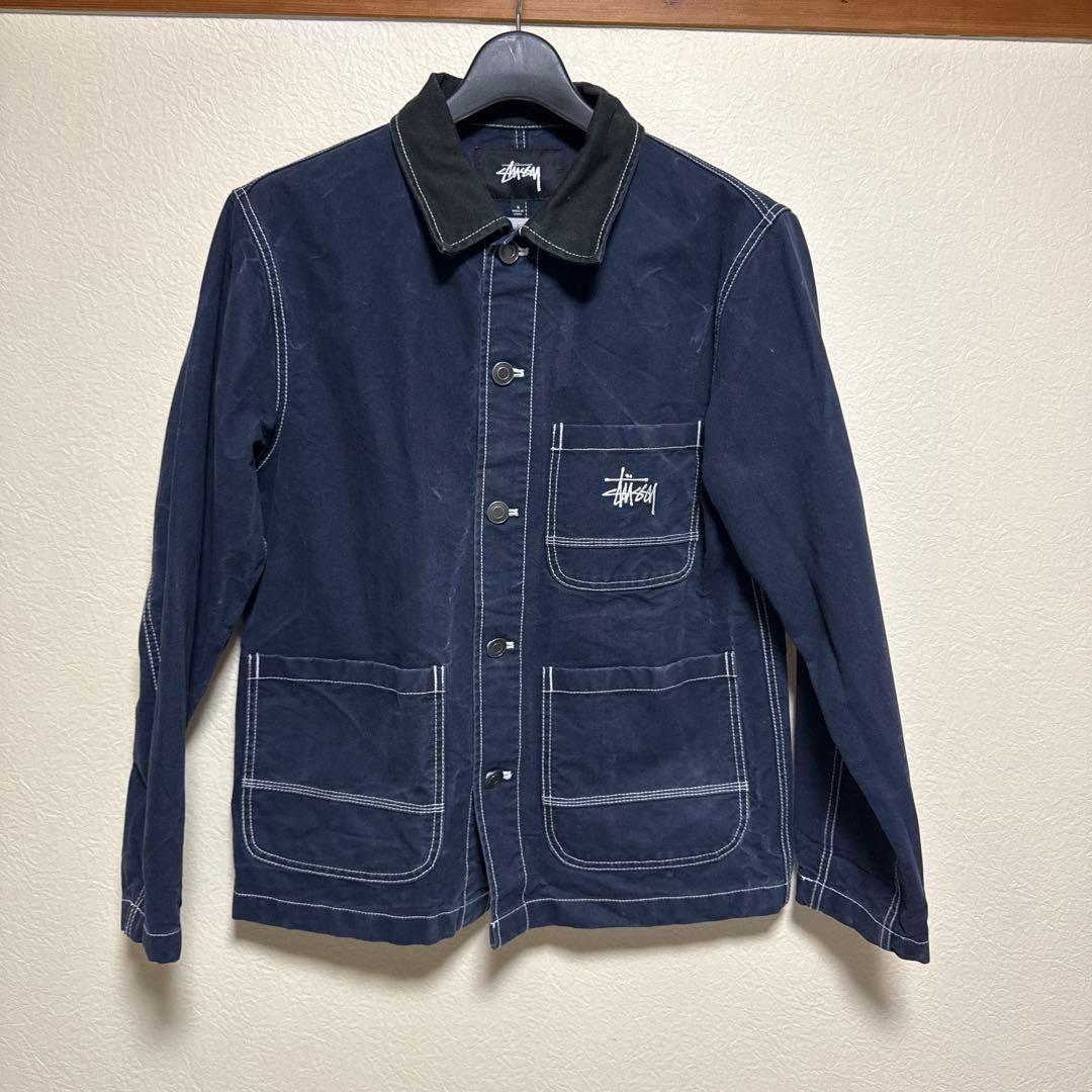 ステューシー 刺繍ロゴ ブラッシュド モールスキンチョアジャケット　カバーオール