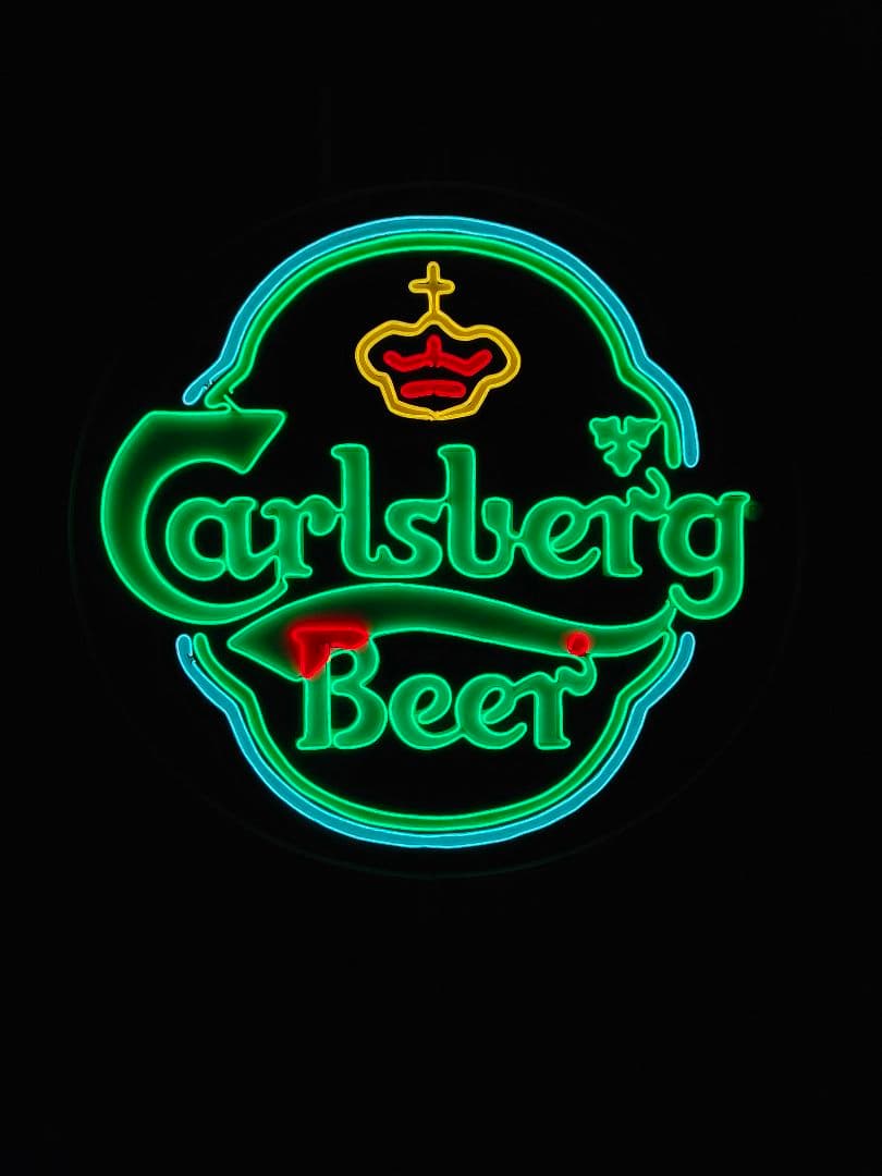 希少　Carlsberg　カールスバーグネオン看板　照明看板　φ54cm