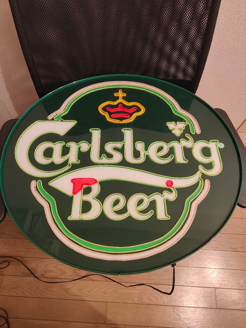 希少　Carlsberg　カールスバーグネオン看板　照明看板　φ54cm