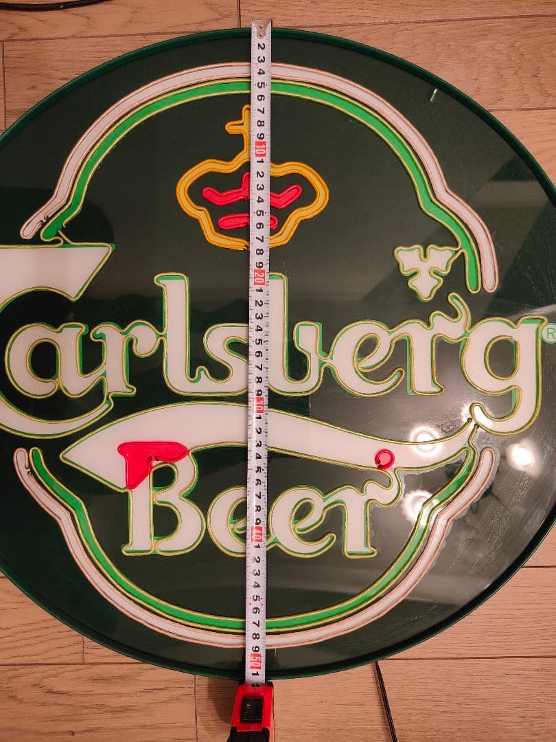 希少　Carlsberg　カールスバーグネオン看板　照明看板　φ54cm