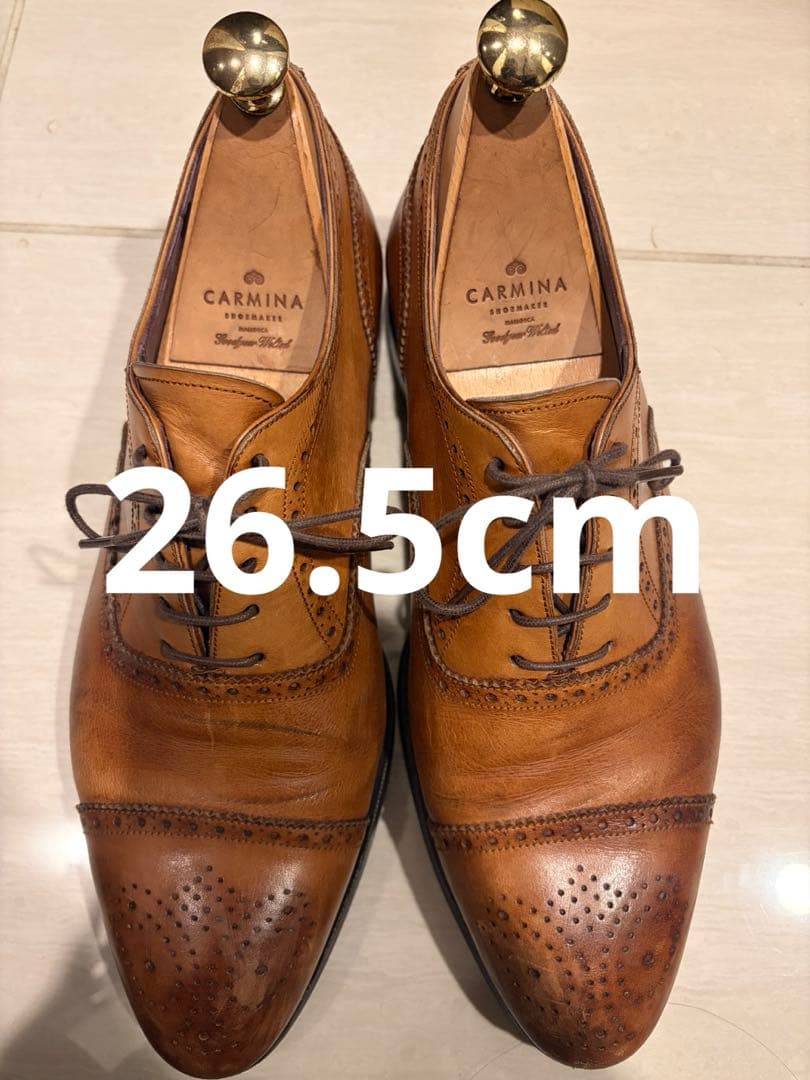 CARMINA ブラウン ウィングチップ ドレスシューズ 26.5cm