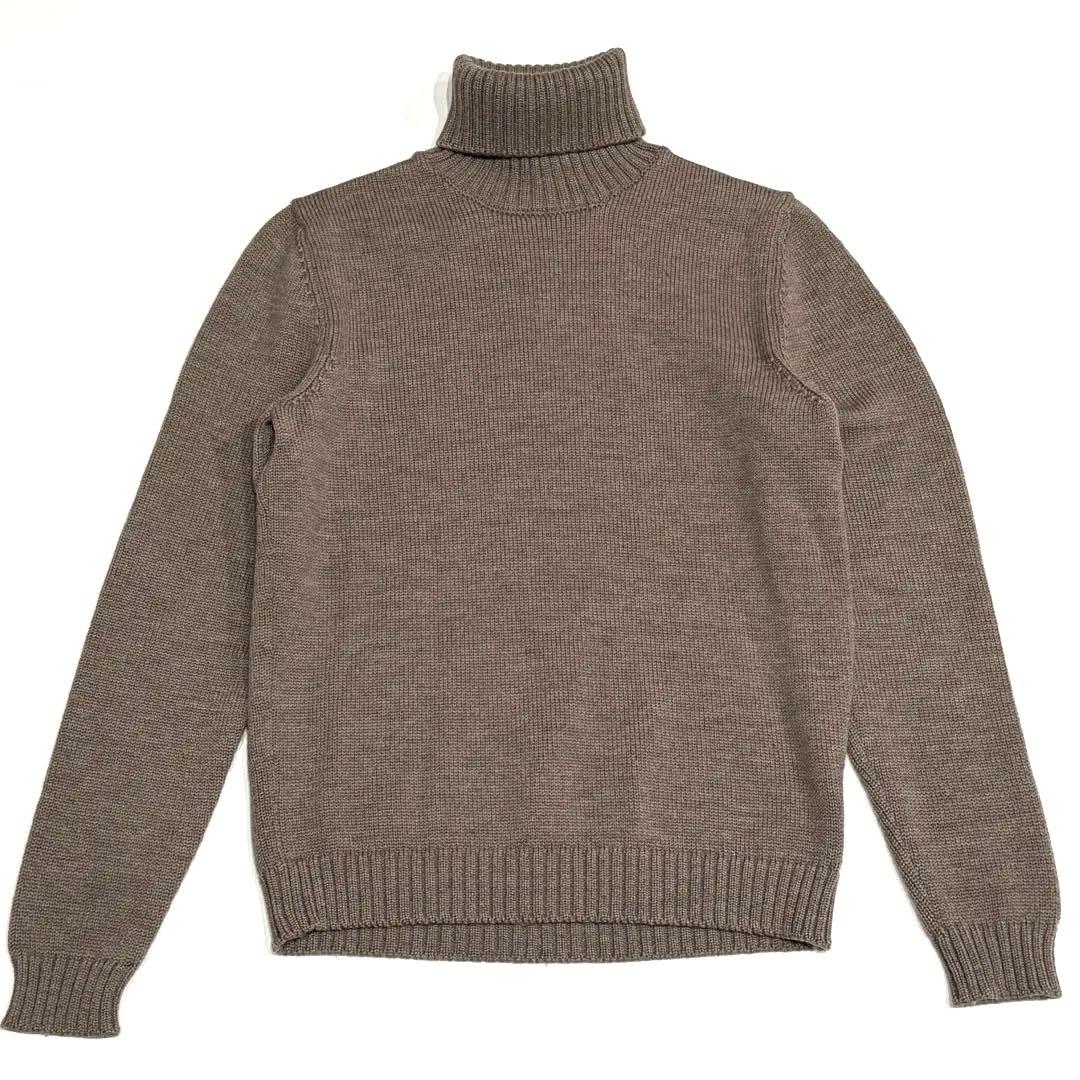 極美品 ザノーネ タートルネックニット 5ゲージ ブラウン 46
