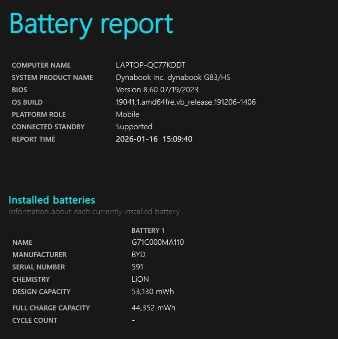 dynabook G83/HS 第11世代i5/16GB/512GB/BT84%