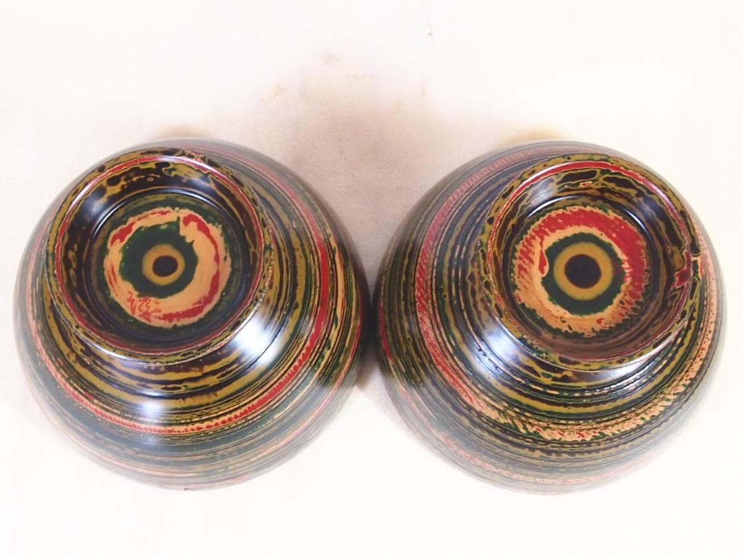 【未使用】独楽塗 合鹿椀 2客＆汁椀 2客 入れ子椀/雑煮椀/煮物椀/お椀 漆器