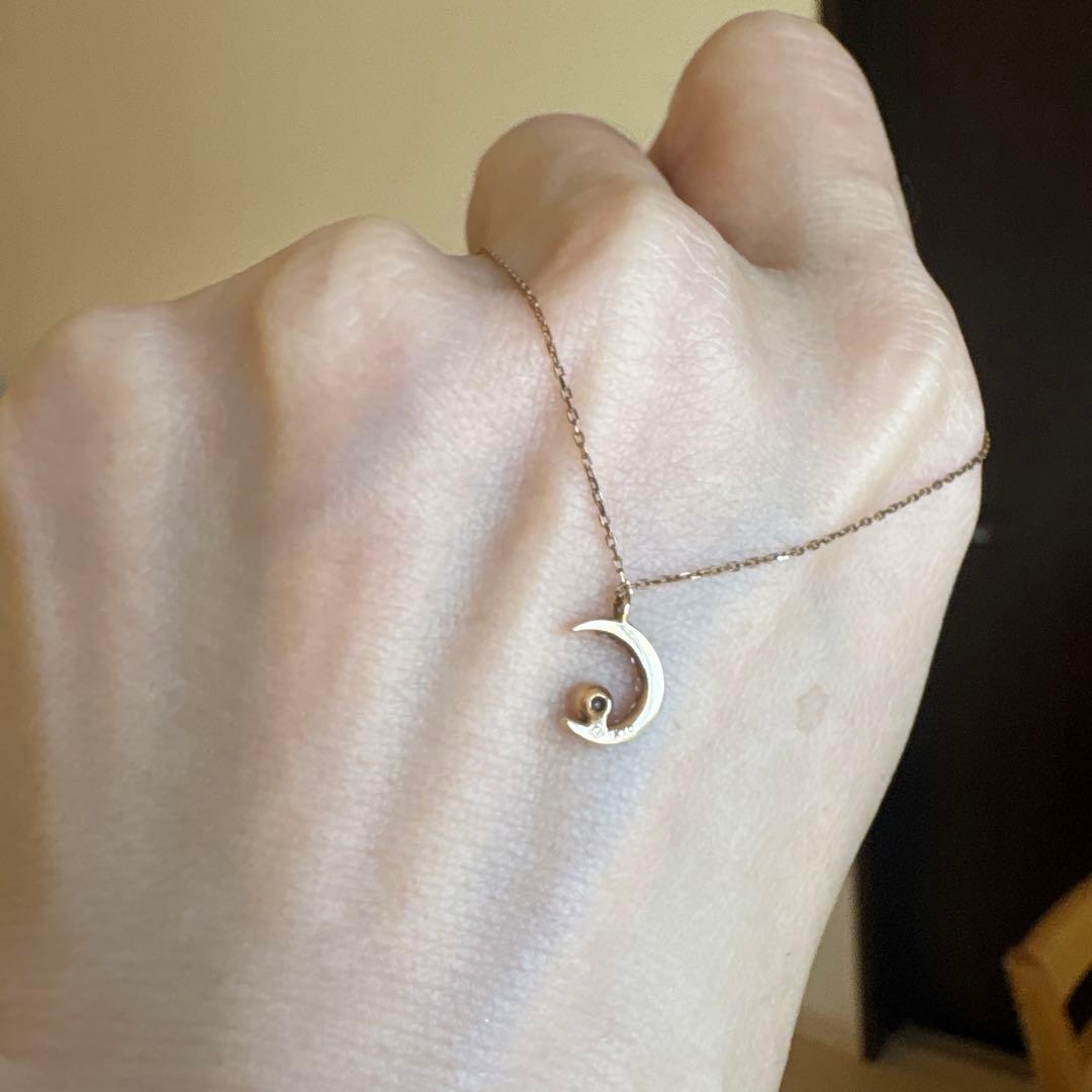 カプチーノ様　ヴァンドーム青山　k10 ダイヤ　エメラルド月ネックレス 箱付き