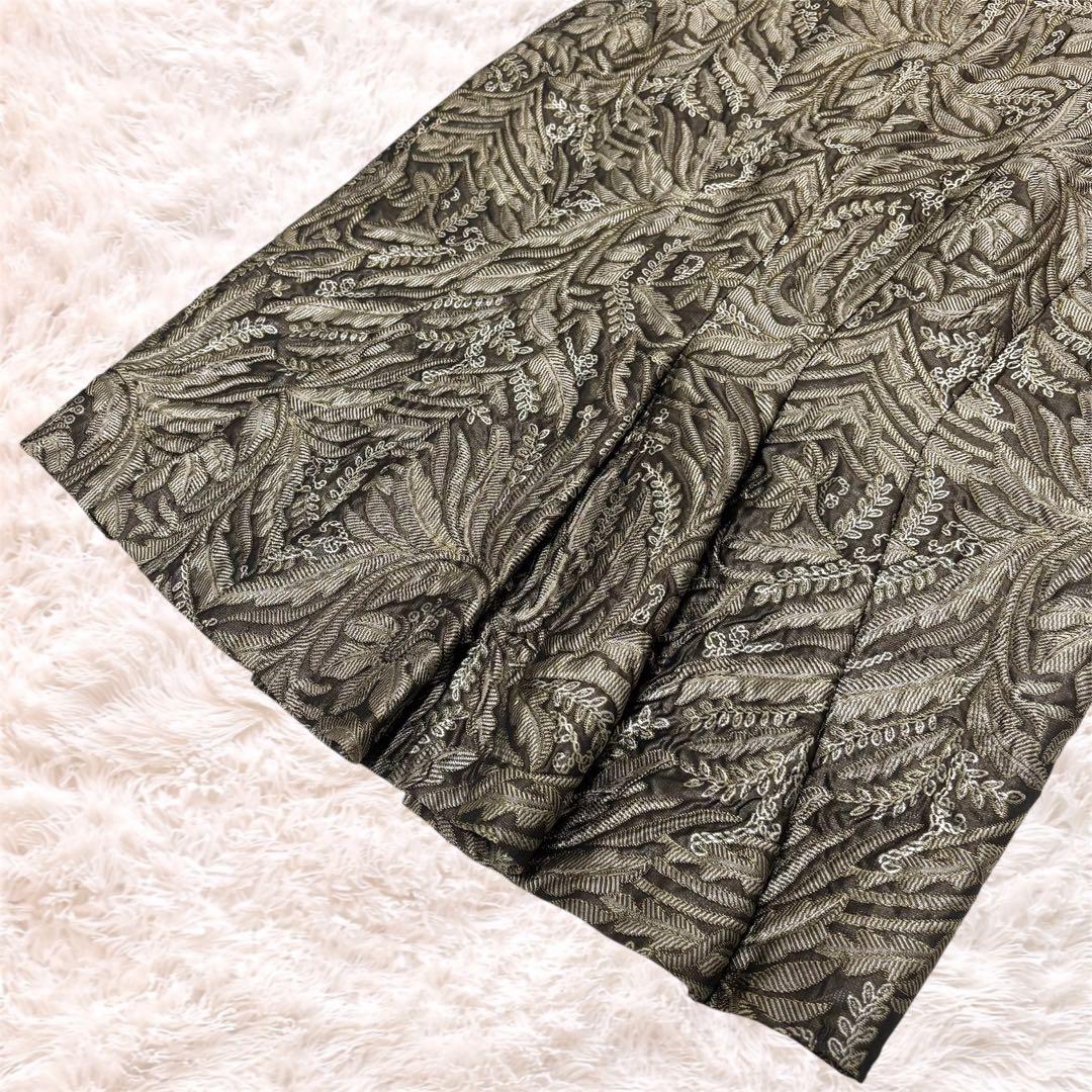 MaxMara 白タグ 最高級 ノースリーブ ワンピース シルク混 総柄 ひざ丈