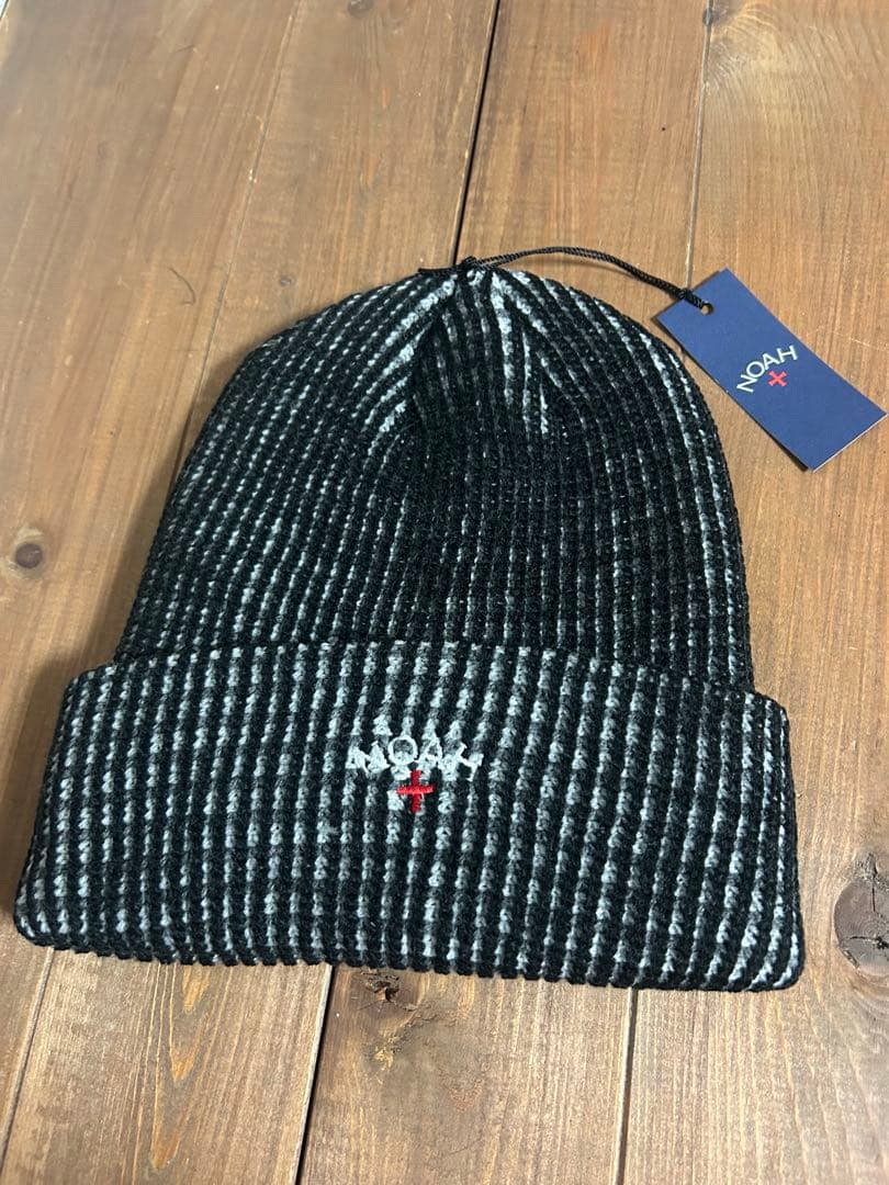NOAH リブ編みニット帽 ブラック・グレー