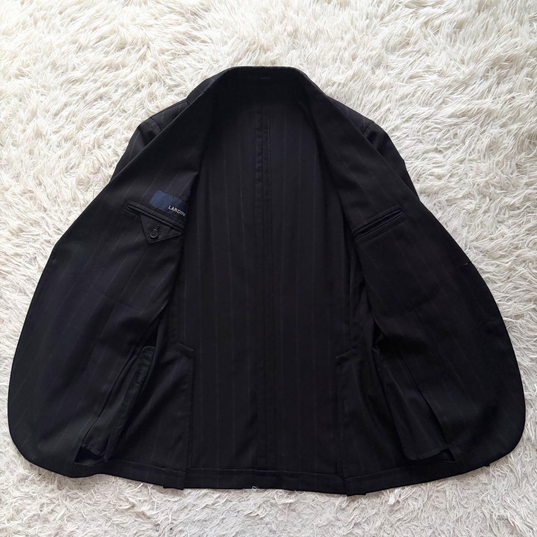 <極美品>LARDINI 新ロゴ ブラック ウール スーツ サイズ44