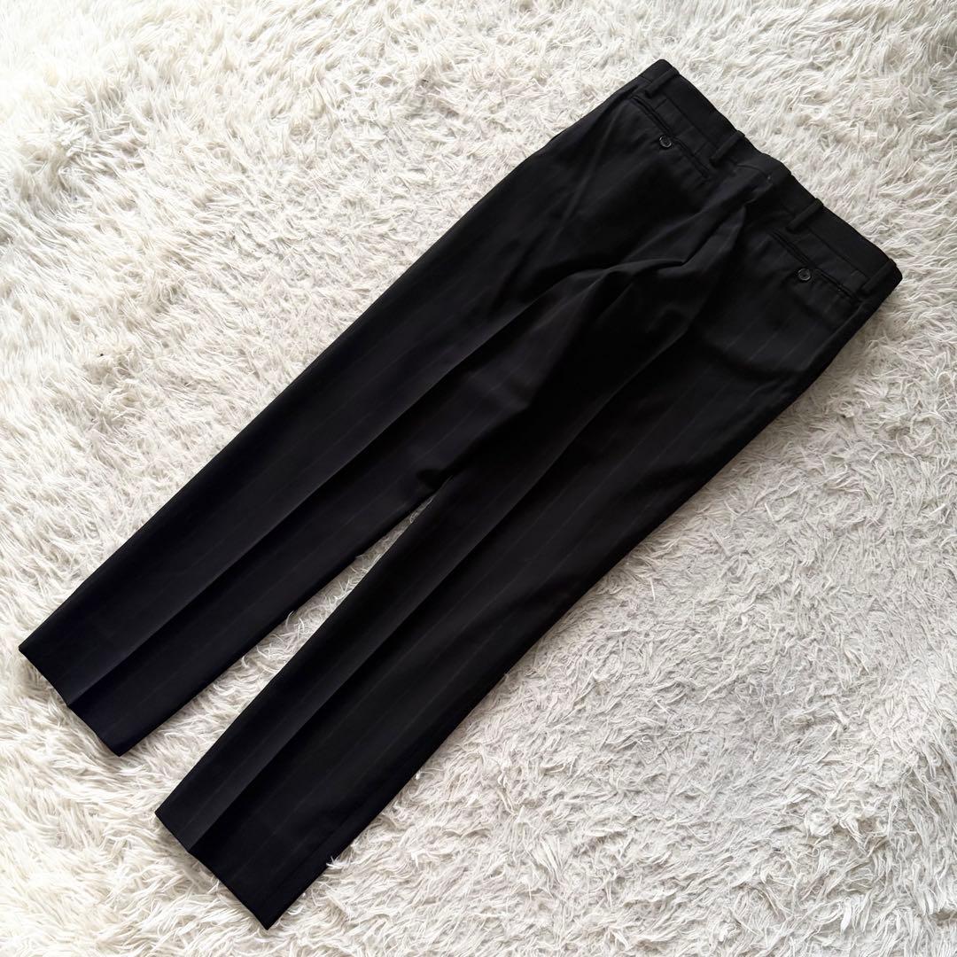 <極美品>LARDINI 新ロゴ ブラック ウール スーツ サイズ44