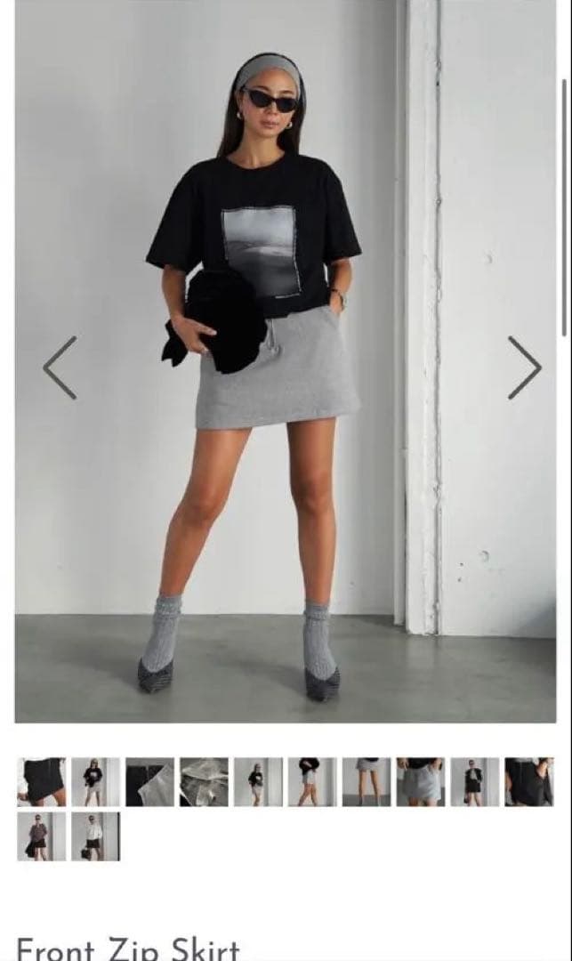 完売　room 306 コンテンポラリーグレー フロントジップ タイトスカート