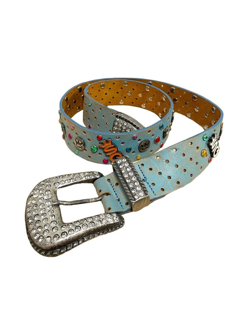 SAVE THE QUEEN ダイヤレザー水色ベルト　y2k 平成ギャル
