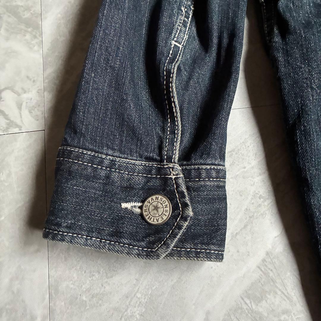 VANSON フライングエンブレム 刺繍 ダークデニム オールインワン バイカー