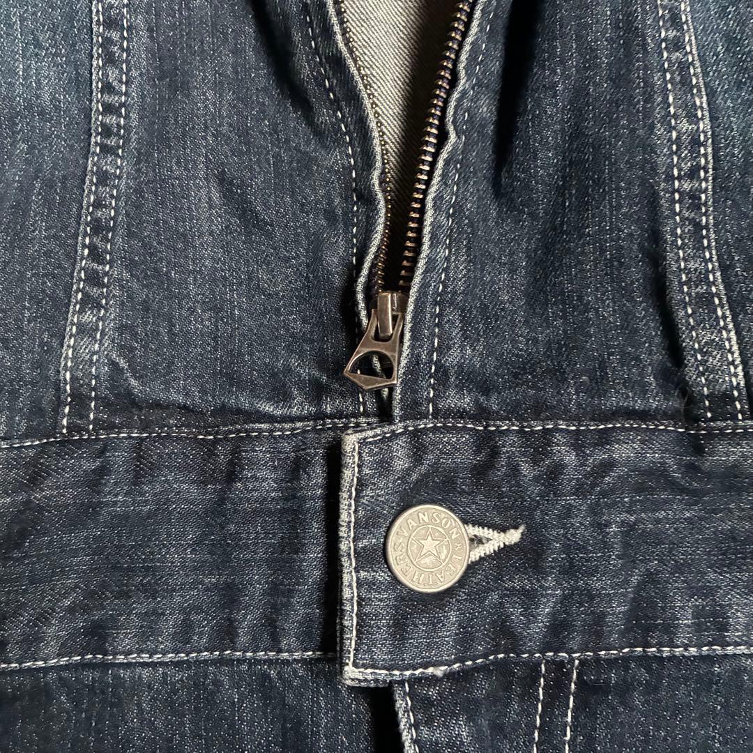 VANSON フライングエンブレム 刺繍 ダークデニム オールインワン バイカー