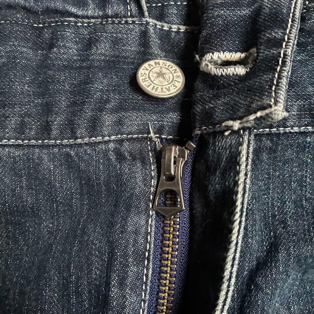 VANSON フライングエンブレム 刺繍 ダークデニム オールインワン バイカー