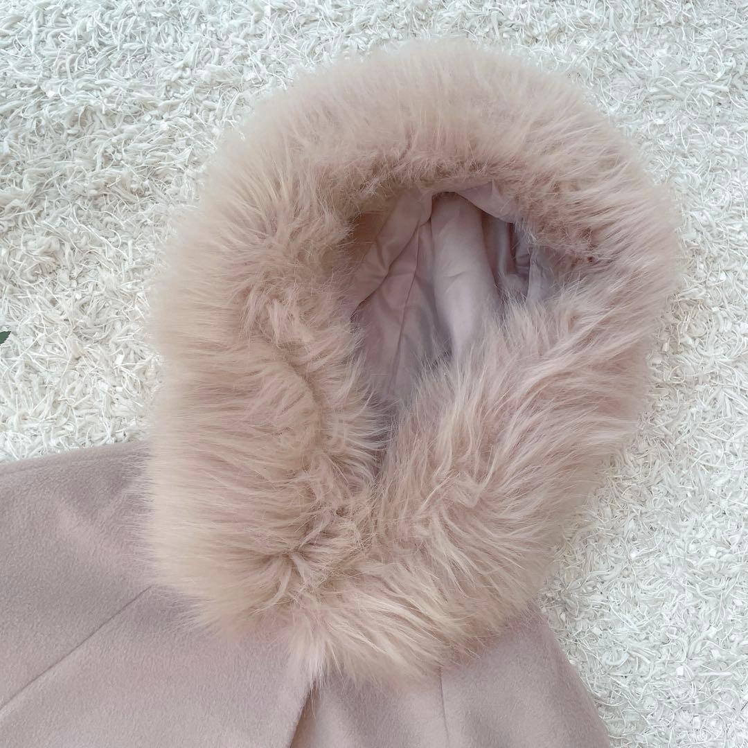 ロイヤルパーティー フードファーケープコート ZOZO限定 ピンクベージュ
