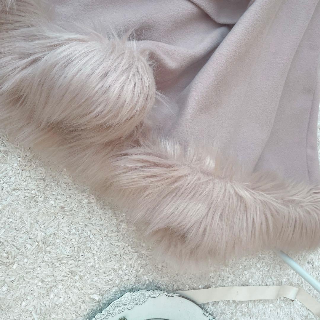 ロイヤルパーティー フードファーケープコート ZOZO限定 ピンクベージュ