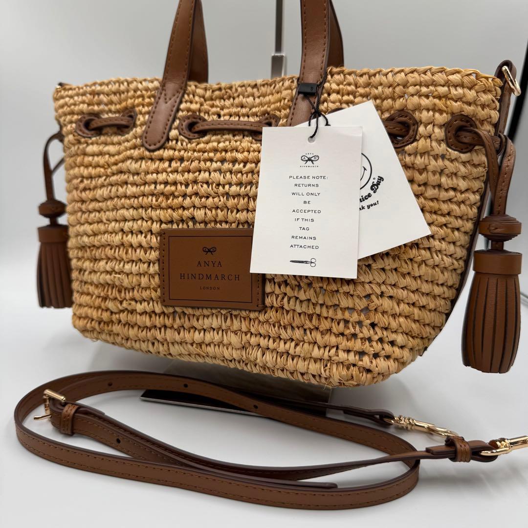 アニヤハインドマーチ ラフィア かごバッグ タッセル付き 2way