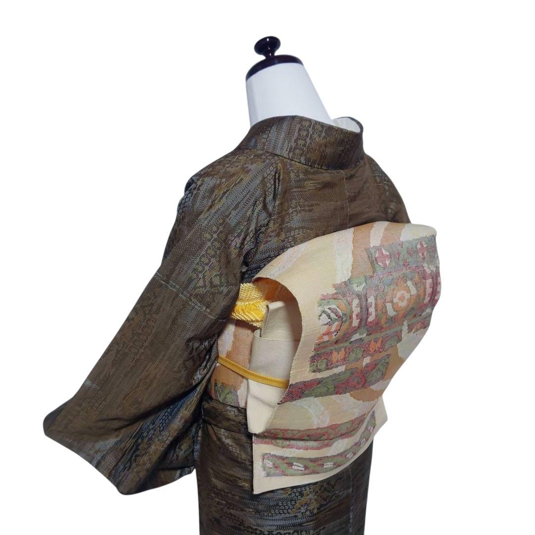 未使用近い　美品　袷　正絹　大島紬　小紋　フルセット